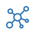 Blue icon of an atom