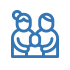 Blue line drawing of a family