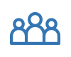 Blue icon of three people