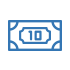 Blue icon of a ten-dollar bill