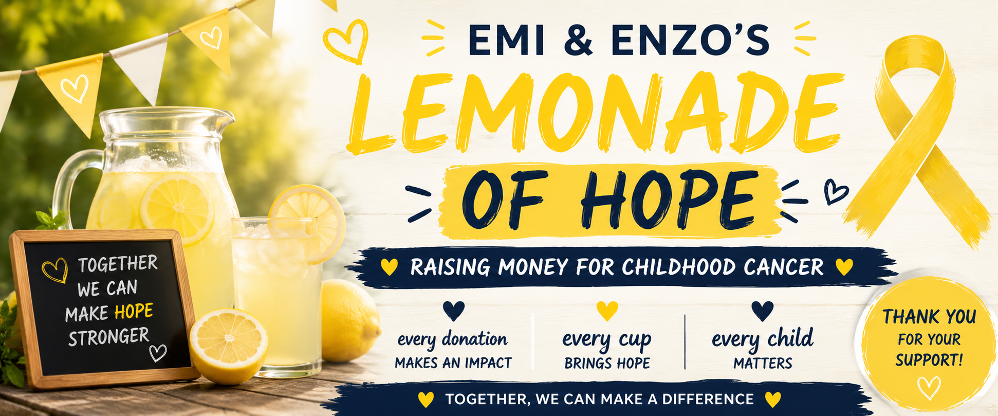 EMI & ENZO'S LEMONADE OF HOPE 💛 | Alex's Lemonade Stand