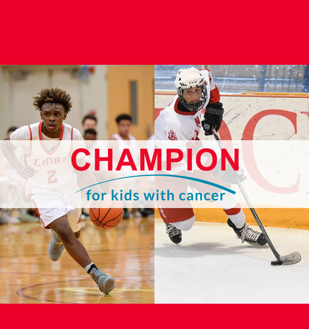 Basketball player and hockey player supporting ALSF Champion program