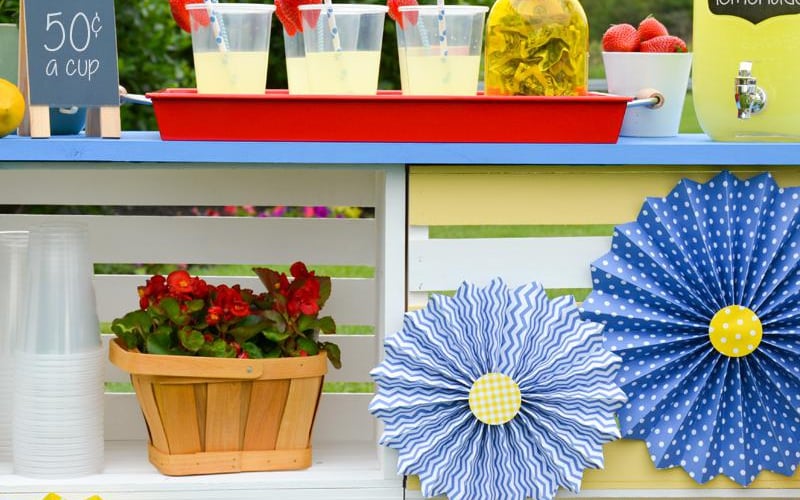 Wooden crates are a great material for building for a DIY Lemonade Stand.