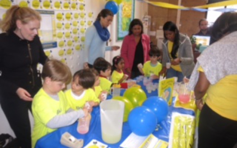 A few years ago, I learned about an amazing cause called Alex’s Lemonade Stand Foundation (ALSF). As an educator of young children, I was instantly inspired by this organization and its founder Alex Scott.  I thought—if one 4 year old could make a difference, imagine what I could do with an entire class? I did some more research and learned that every year children across the U.S. still hold lemonade stands to raise money for pediatric cancer research, and I began to lesson plan!