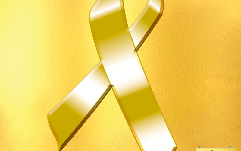 Share this gold ribbon for childhood cancer awareness month in September 