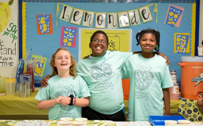 Southwest Elementary in Clemmons, North Carolina has been hosting lemonade stands since 2012. They have raised over $43,000.